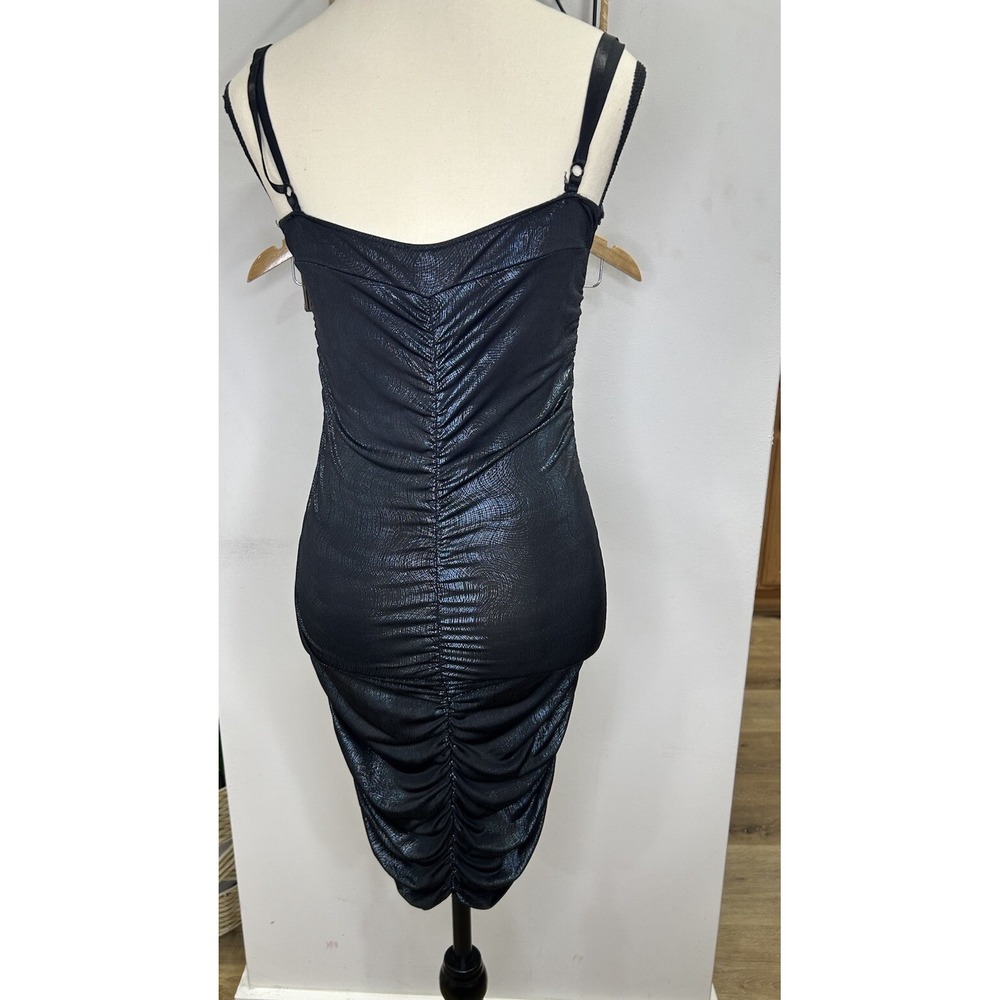 Yoo'n Me beaded blue bodycon dress‎ Size s/m ruched - Picture 3 of 5